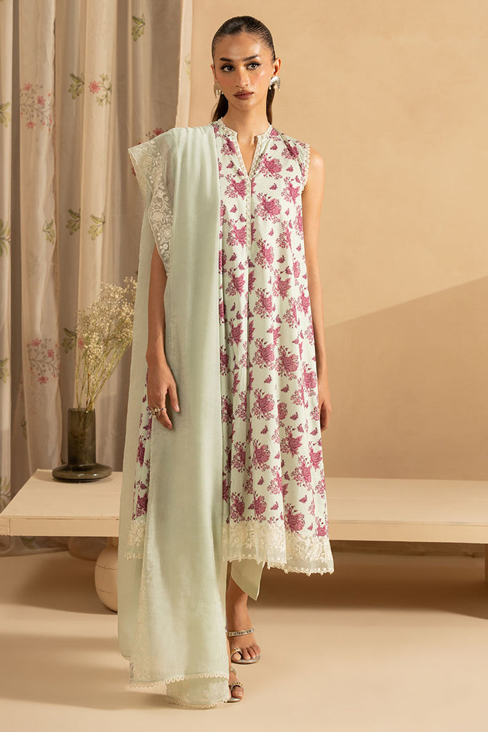 Cross Stitch | Emb Lawn Mahiri 26 | PISTACHIO DUST - by Libasekhas UK - Registered Vendor of : Cross Stitch - 100% Original Designer Dress