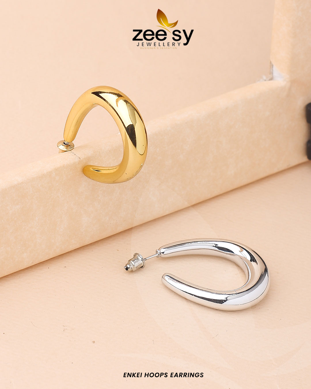 Enkei Hoops Earrings - by - Libasekhas UK - Registered Vendor of : Zeesy - 100% Original Designer Dresss