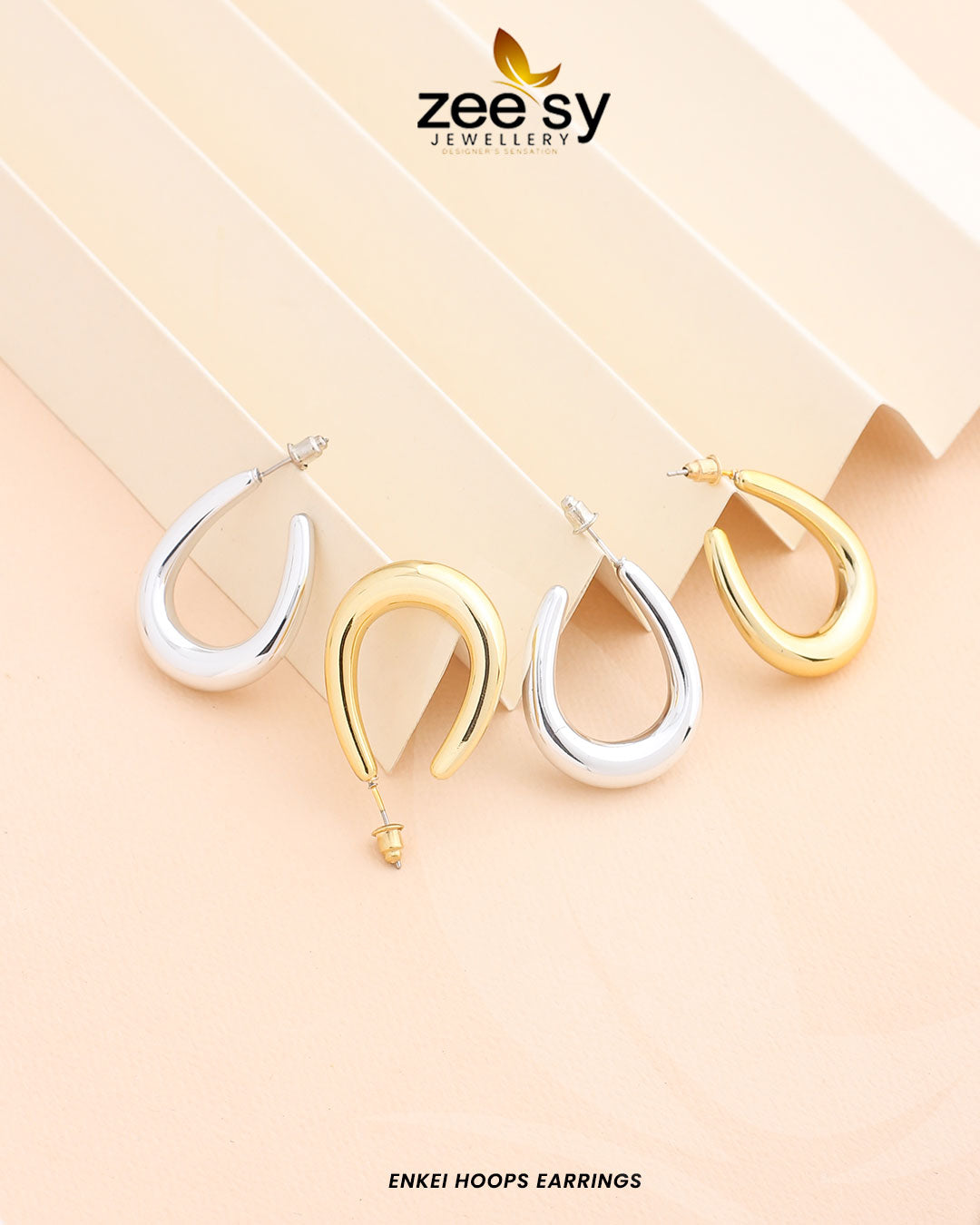 Enkei Hoops Earrings - by - Libasekhas UK - Registered Vendor of : Zeesy - 100% Original Designer Dresss