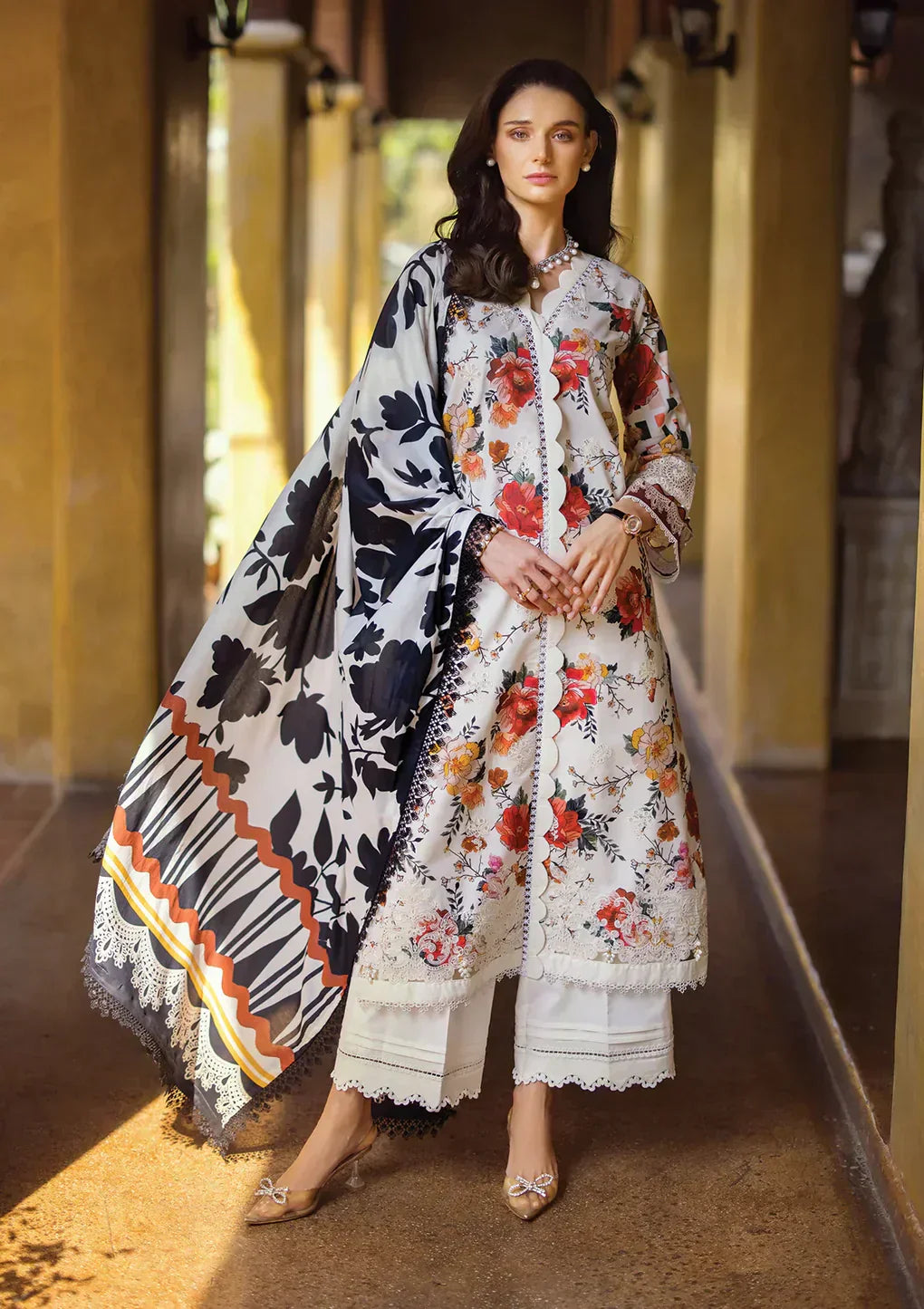Elaf Premium | Print Chikankari 24 | ECT-02A MELROSE - by - Libasekhas UK - Registered Vendor of : Elaf Premium - 100% Original Designer Dresss