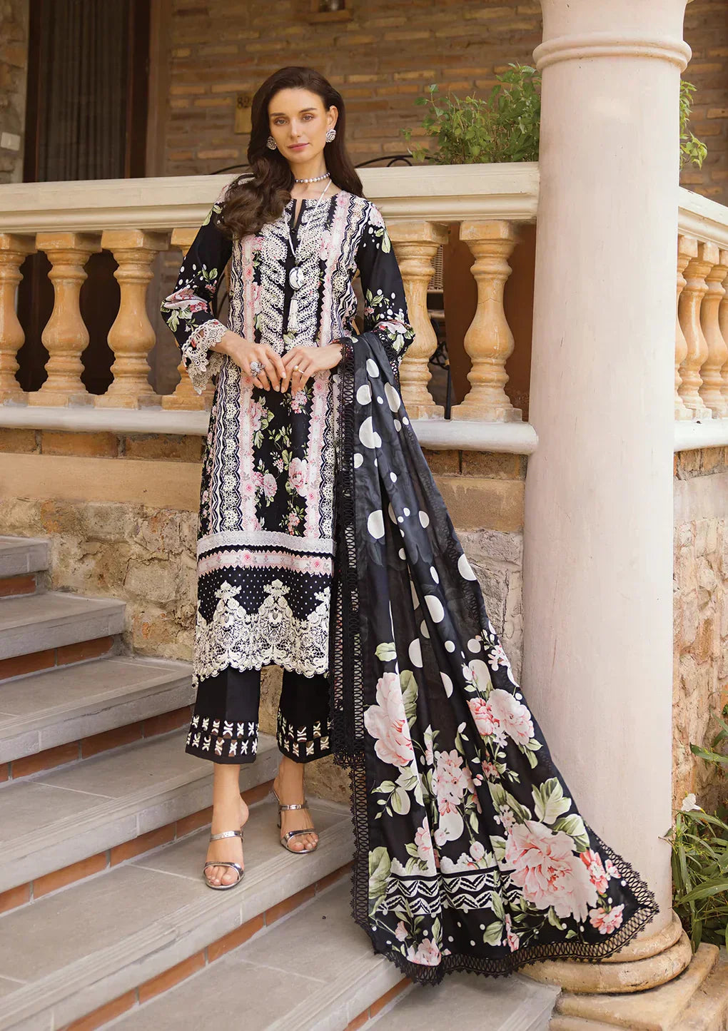 Elaf Premium | Print Chikankari 24 | ECT-05B WILD FLOWER - by - Libasekhas UK - Registered Vendor of : Elaf Premium - 100% Original Designer Dresss