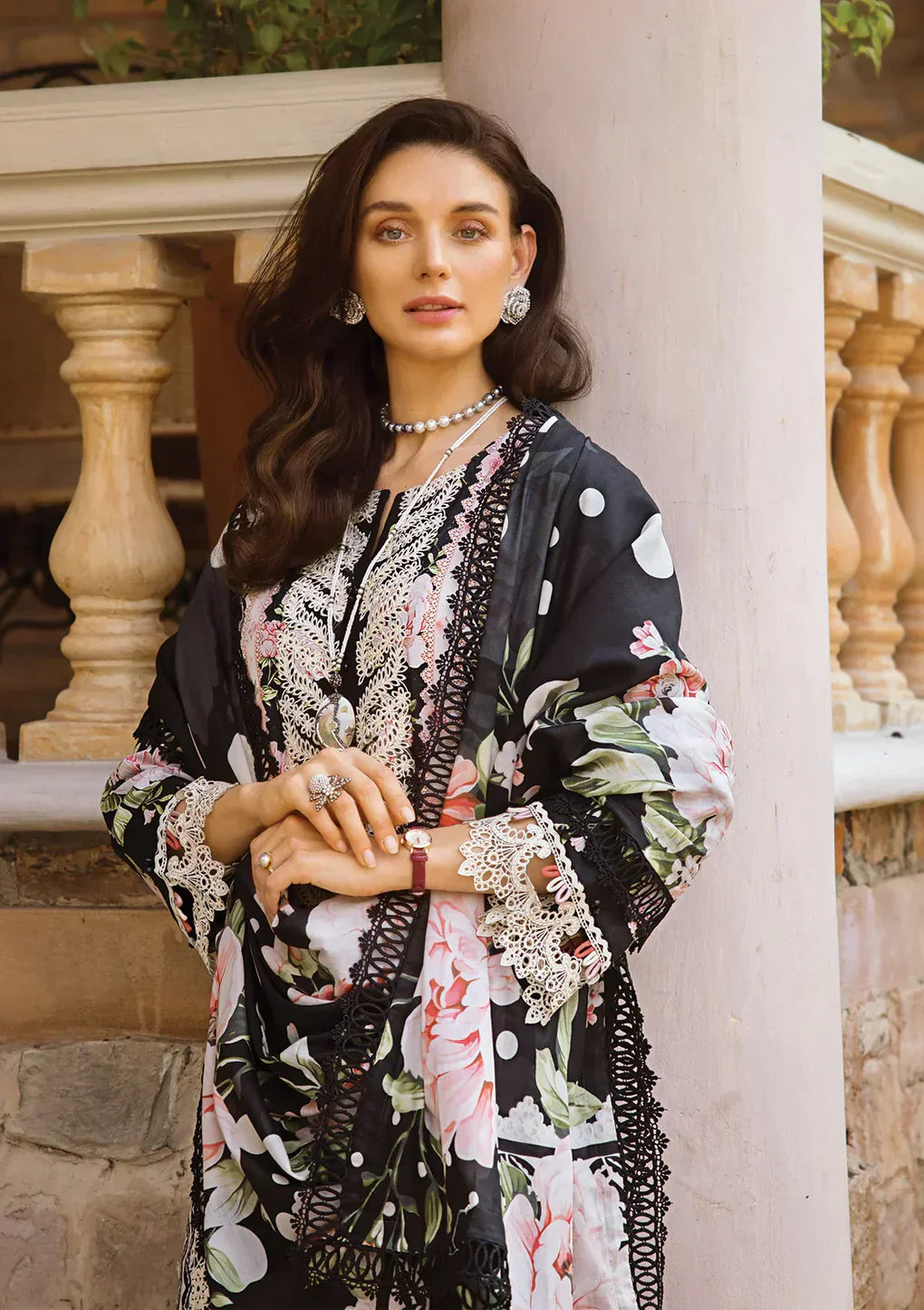Elaf Premium | Print Chikankari 24 | ECT-05B WILD FLOWER - by - Libasekhas UK - Registered Vendor of : Elaf Premium - 100% Original Designer Dresss