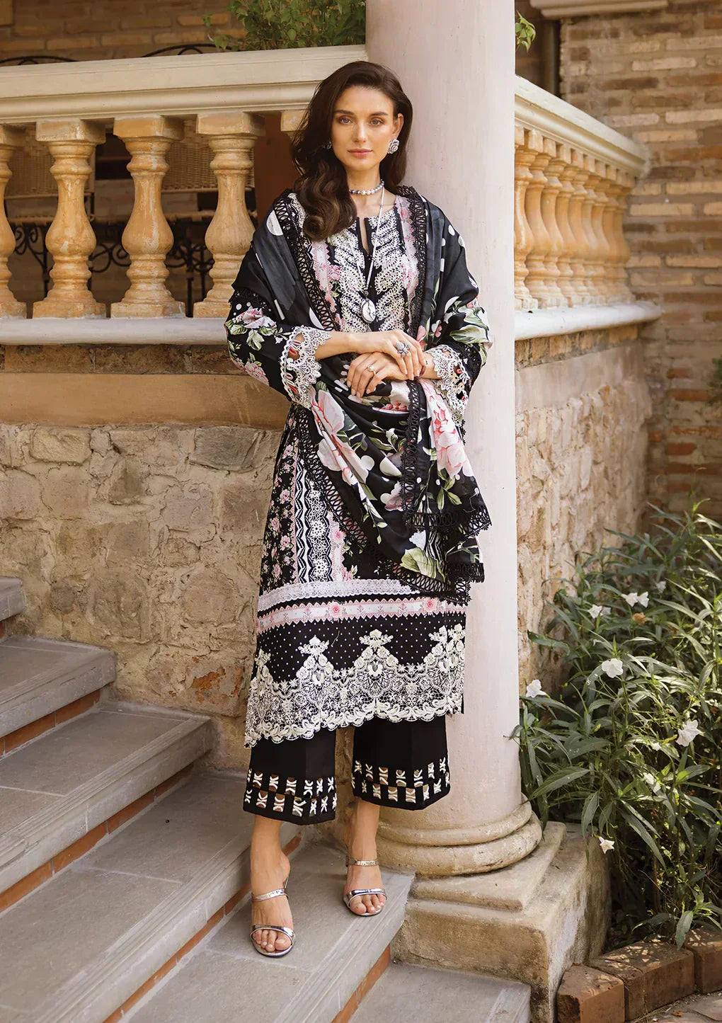 Elaf Premium | Print Chikankari 24 | ECT-05B WILD FLOWER - by - Libasekhas UK - Registered Vendor of : Elaf Premium - 100% Original Designer Dresss