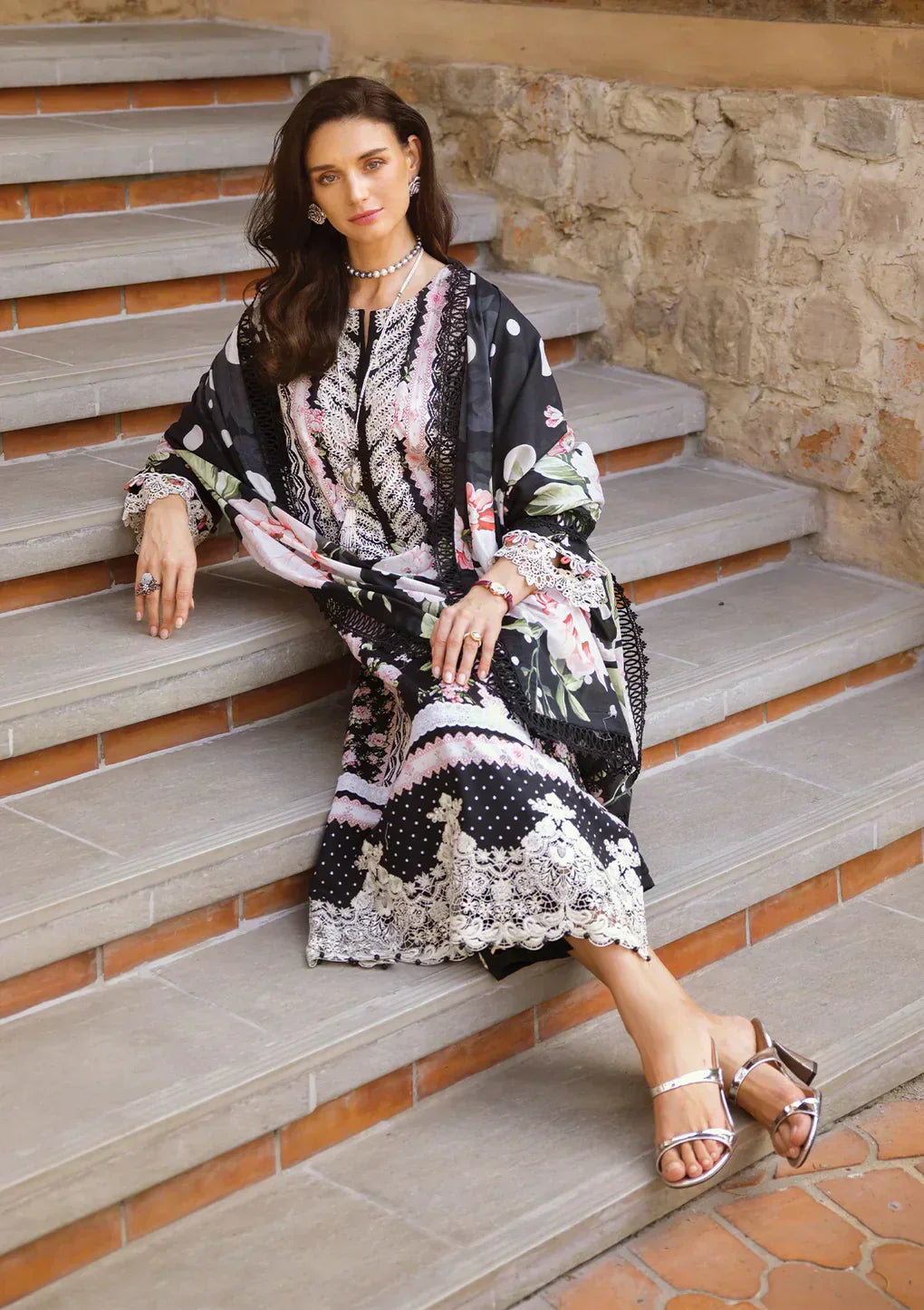 Elaf Premium | Print Chikankari 24 | ECT-05B WILD FLOWER - by - Libasekhas UK - Registered Vendor of : Elaf Premium - 100% Original Designer Dresss