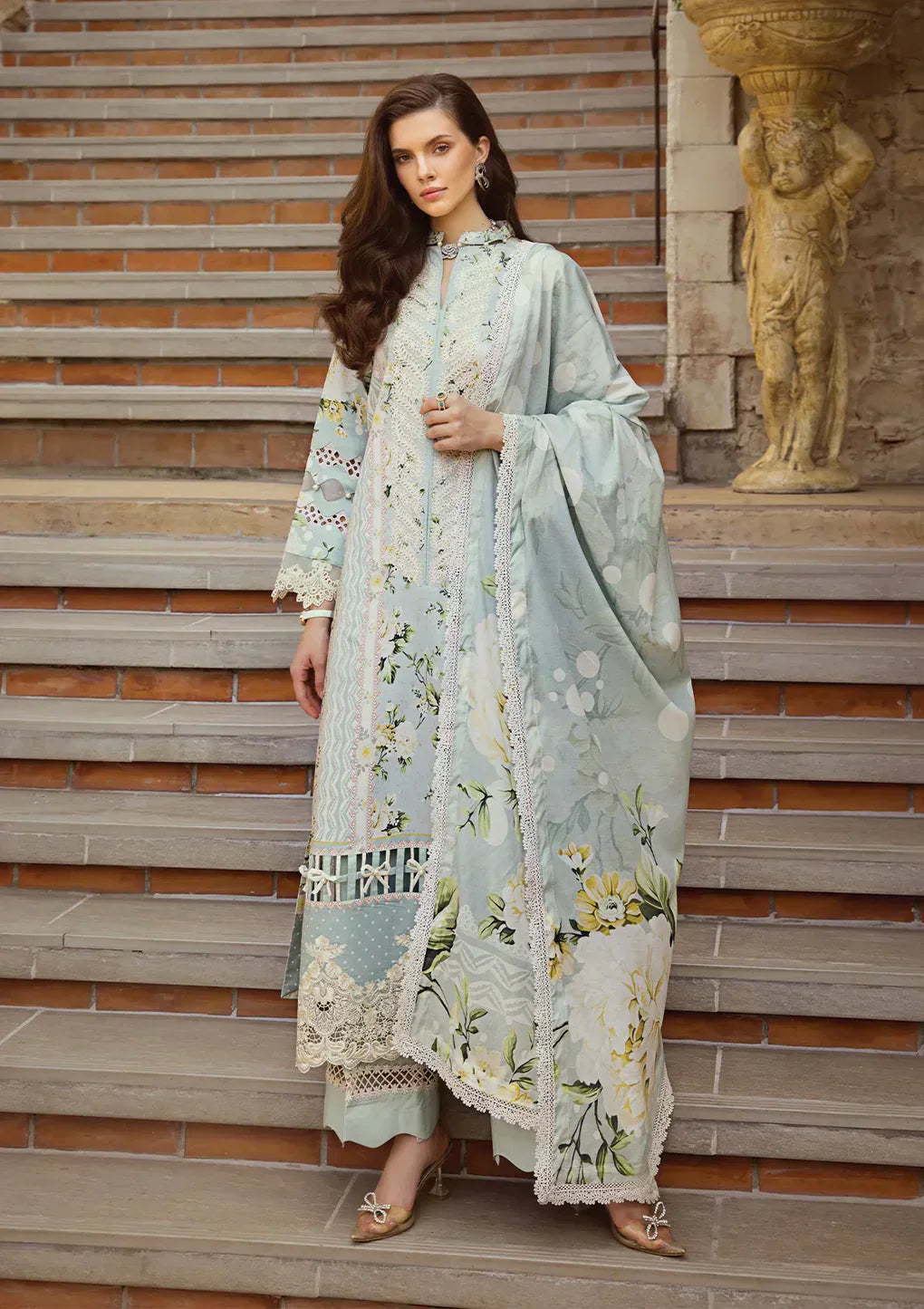 Elaf Premium | Print Chikankari 24 | ECT-05A WATERLILLY - by - Libasekhas UK - Registered Vendor of : Elaf Premium - 100% Original Designer Dresss