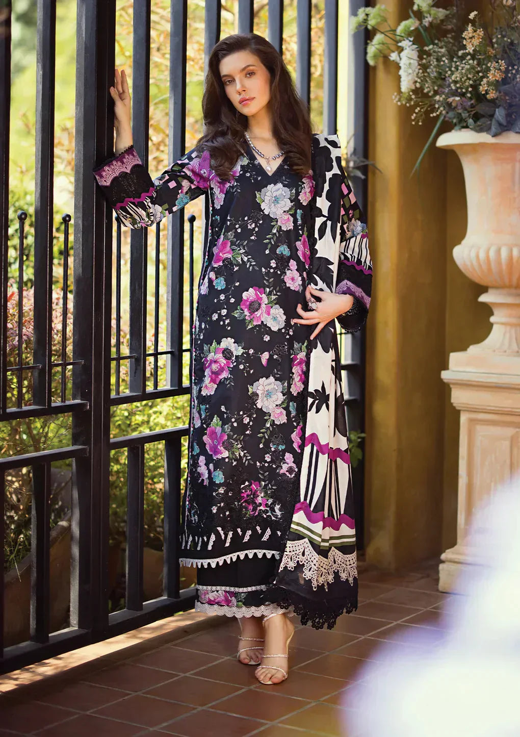 Elaf Premium | Print Chikankari 24 | ECT-02B DARIEN - by - Libasekhas UK - Registered Vendor of : Elaf Premium - 100% Original Designer Dresss