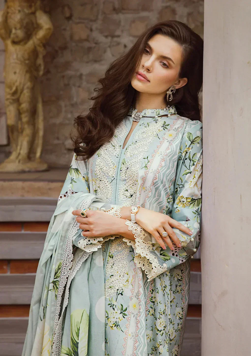 Elaf Premium | Print Chikankari 24 | ECT-05A WATERLILLY - by - Libasekhas UK - Registered Vendor of : Elaf Premium - 100% Original Designer Dresss