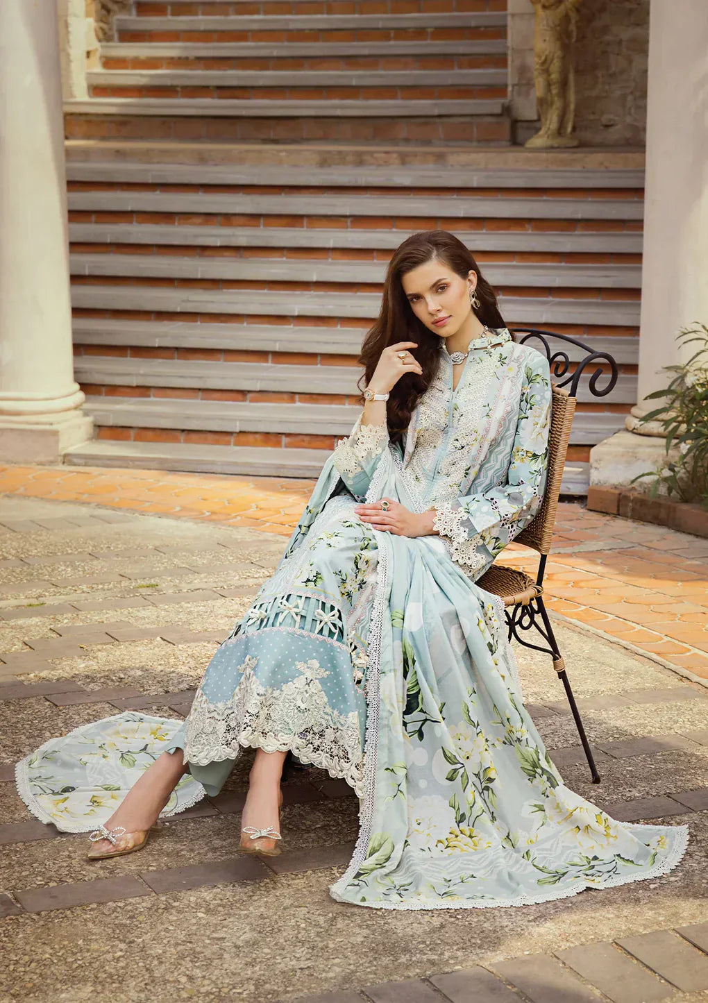 Elaf Premium | Print Chikankari 24 | ECT-05A WATERLILLY - by - Libasekhas UK - Registered Vendor of : Elaf Premium - 100% Original Designer Dresss