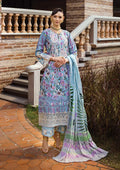 Elaf Premium | Print Chikankari 24 | ECT-03A OCEAN BLUE - by - Libasekhas UK - Registered Vendor of : Elaf Premium - 100% Original Designer Dresss
