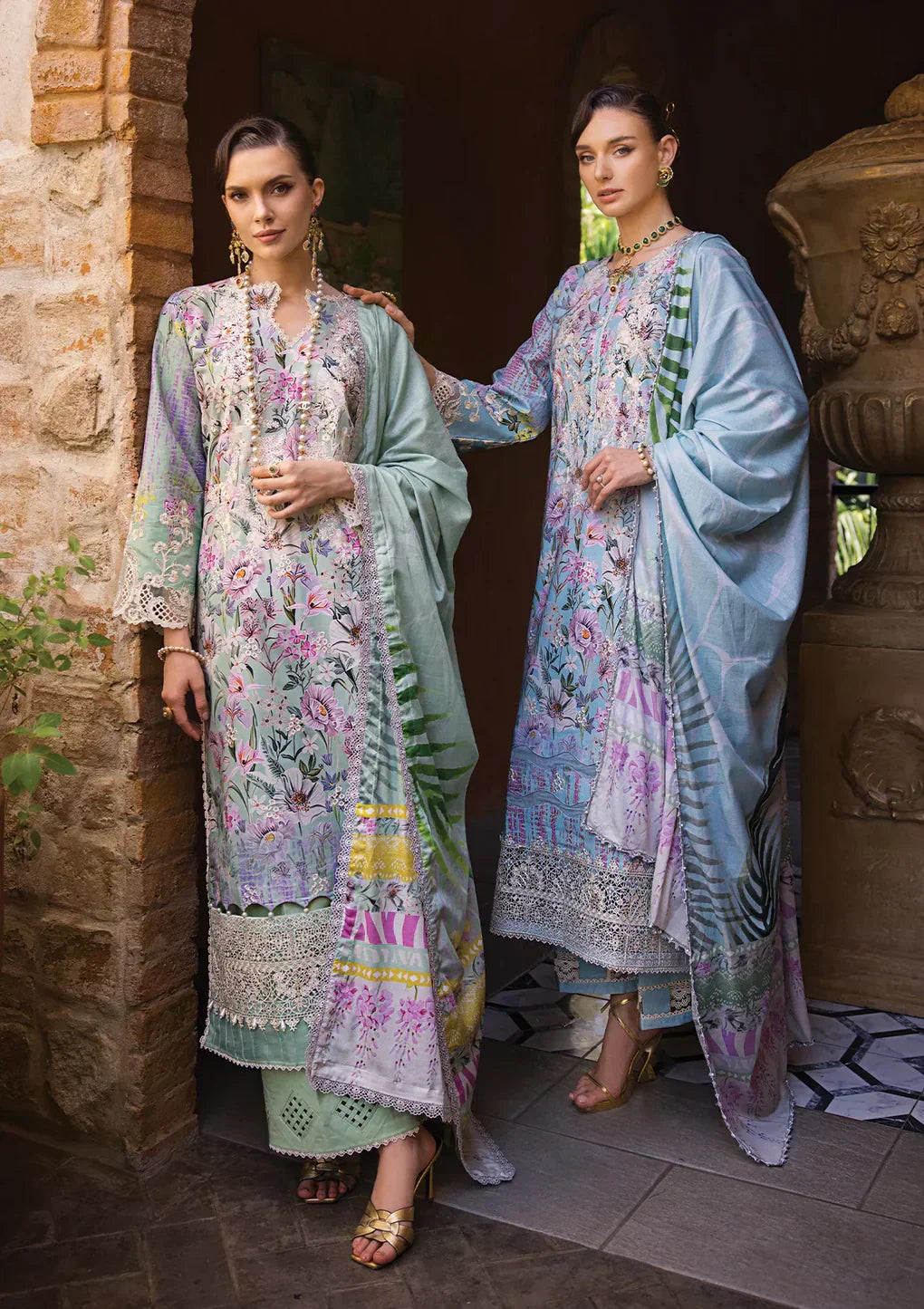 Elaf Premium | Print Chikankari 24 | ECT-03B OAK MIST - by - Libasekhas UK - Registered Vendor of : Elaf Premium - 100% Original Designer Dresss