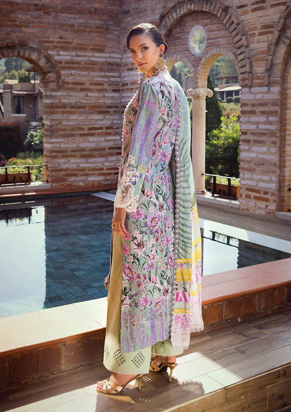 Elaf Premium | Print Chikankari 24 | ECT-03B OAK MIST - by - Libasekhas UK - Registered Vendor of : Elaf Premium - 100% Original Designer Dresss