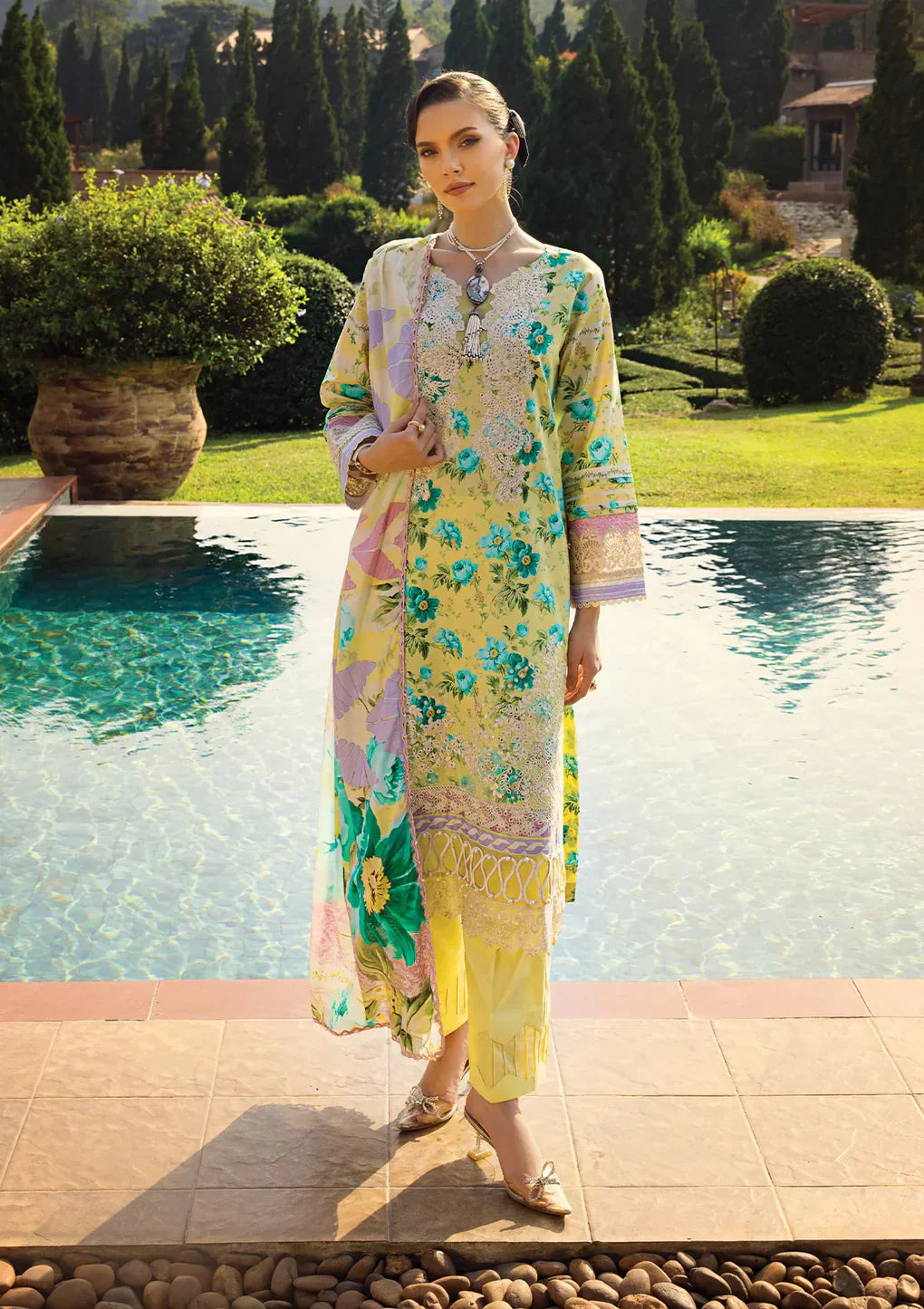 Elaf Premium | Print Chikankari 24 | ECT-06B MISTY SERENADE - by - Libasekhas UK - Registered Vendor of : Elaf Premium - 100% Original Designer Dresss