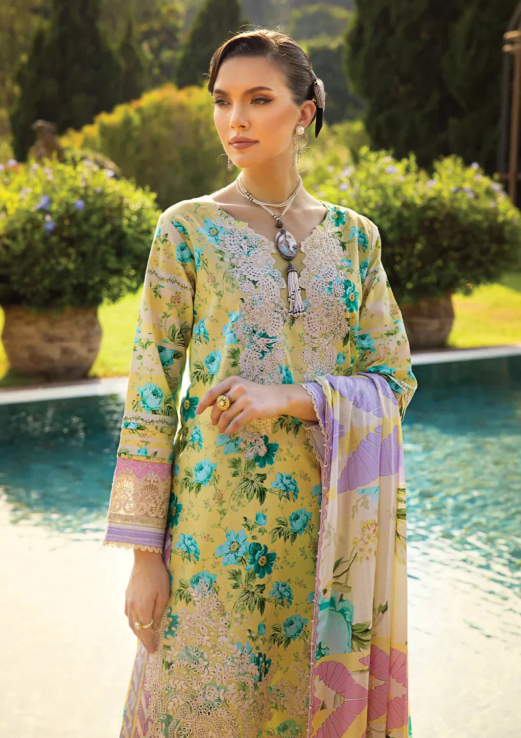 Elaf Premium | Print Chikankari 24 | ECT-06B MISTY SERENADE - by - Libasekhas UK - Registered Vendor of : Elaf Premium - 100% Original Designer Dresss