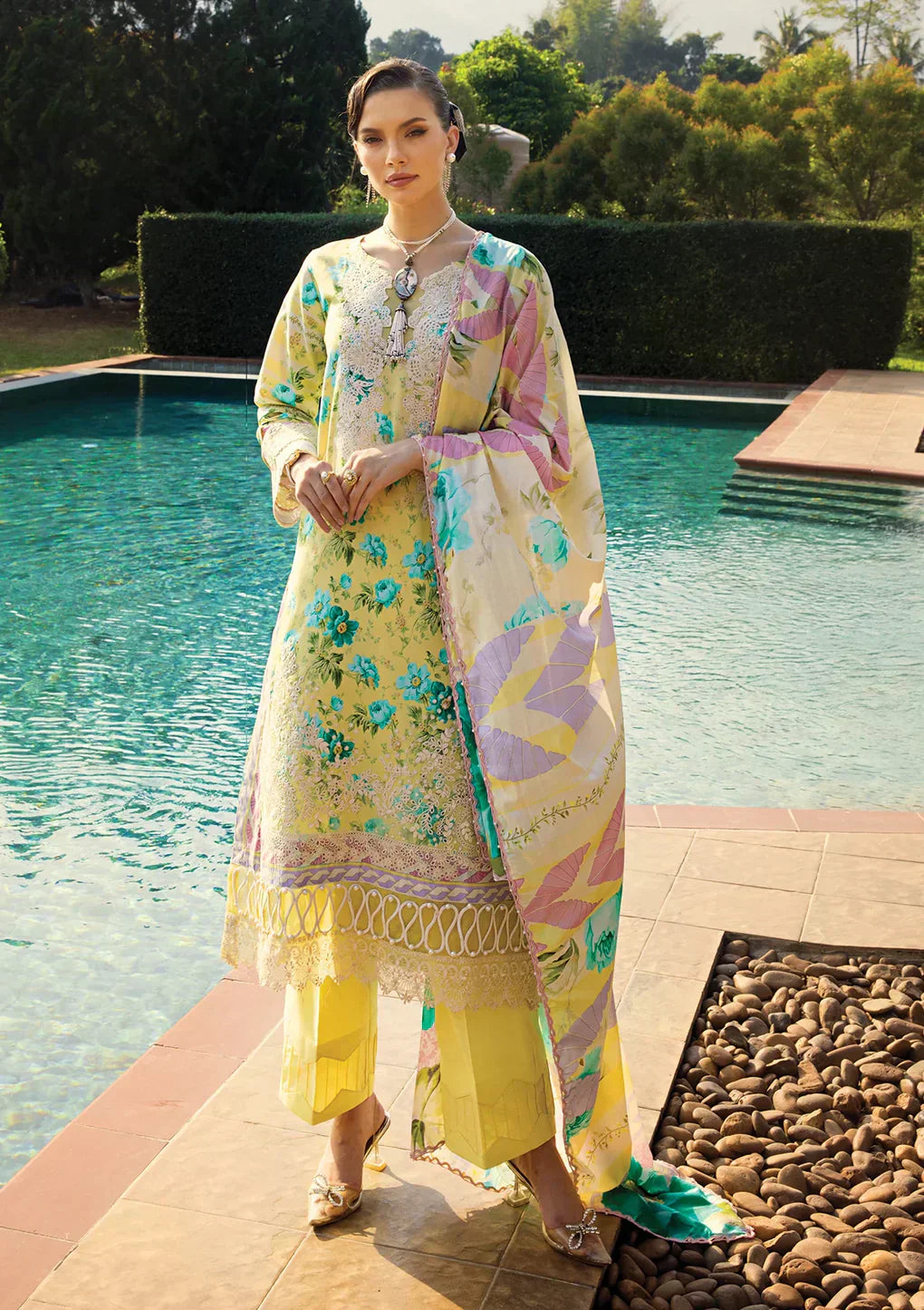 Elaf Premium | Print Chikankari 24 | ECT-06B MISTY SERENADE - by - Libasekhas UK - Registered Vendor of : Elaf Premium - 100% Original Designer Dresss