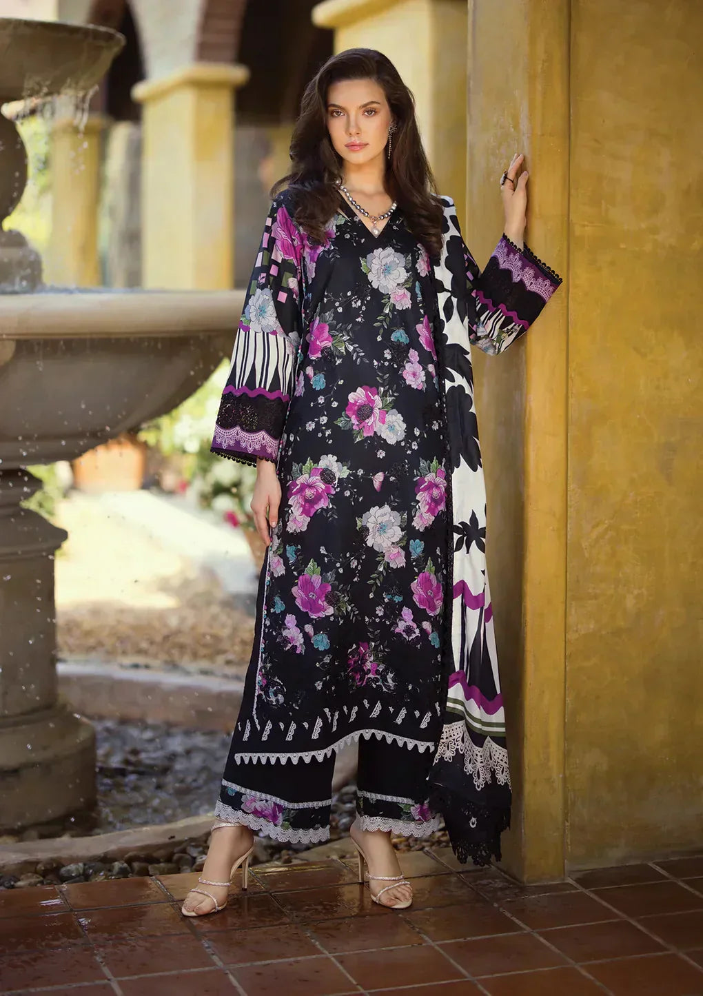 Elaf Premium | Print Chikankari 24 | ECT-02B DARIEN - by - Libasekhas UK - Registered Vendor of : Elaf Premium - 100% Original Designer Dresss