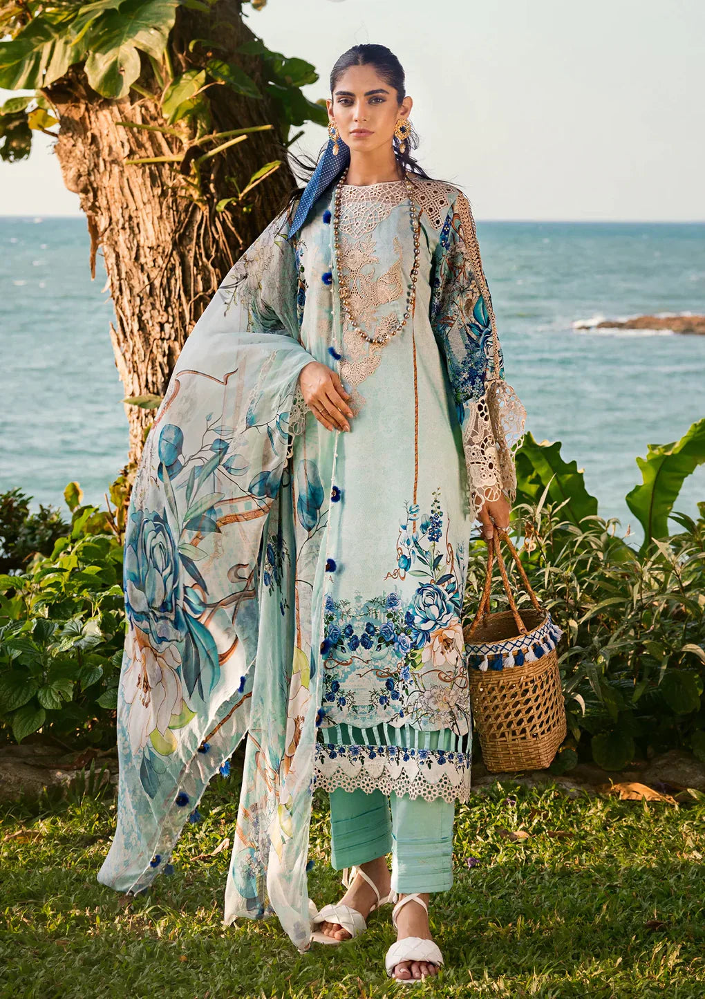 Elaf Premium | Signature Embroidered Lawn 24 | ESL-07B HEAVEN'S MIST - by - Libasekhas UK - Registered Vendor of : Elaf Premium - 100% Original Designer Dresss