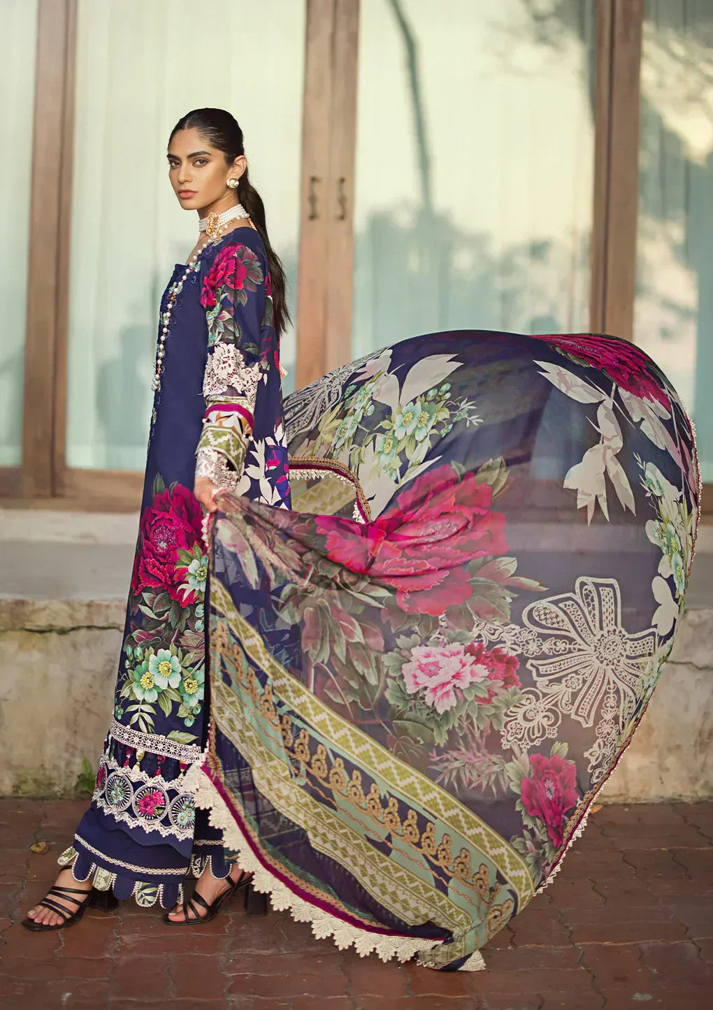 Elaf Premium | Signature Embroidered Lawn 24 | ESL-08A SINCLAIR - by - Libasekhas UK - Registered Vendor of : Elaf Premium - 100% Original Designer Dresss