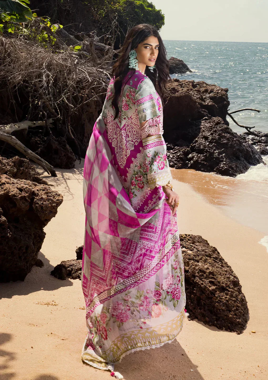 Elaf Premium | Signature Embroidered Lawn 24 | ESL-04B ENCHANTMENT - by - Libasekhas UK - Registered Vendor of : Elaf Premium - 100% Original Designer Dresss