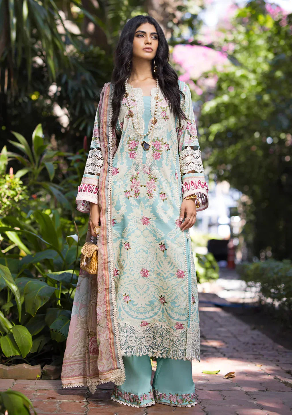 Elaf Premium | Signature Embroidered Lawn 24 | ESL-02B PEARLY ESSENCE - by - Libasekhas UK - Registered Vendor of : Elaf Premium - 100% Original Designer Dresss