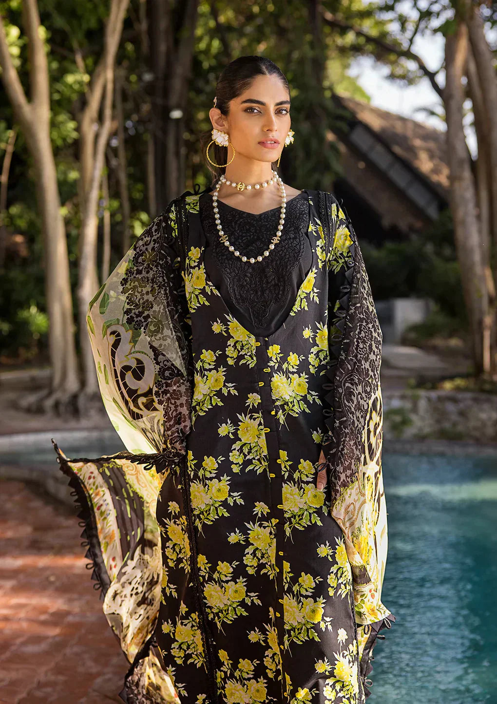 Elaf Premium | Signature Embroidered Lawn 24 | ESL-06A ECLIPSED DREAM - by - Libasekhas UK - Registered Vendor of : Elaf Premium - 100% Original Designer Dresss