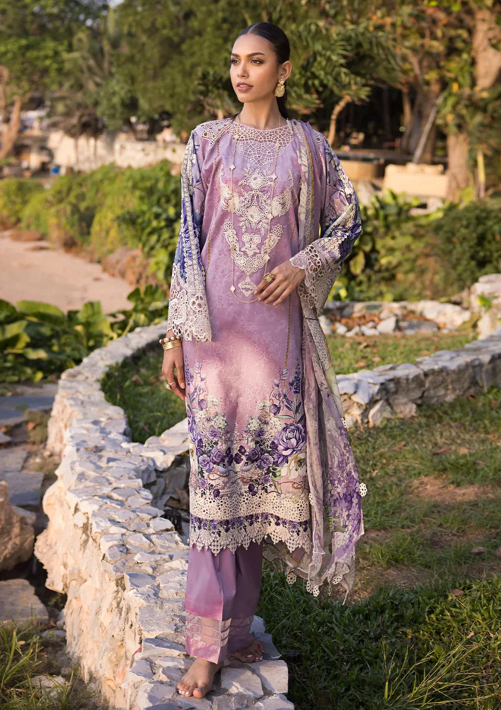 Elaf Premium | Signature Embroidered Lawn 24 | ESL-07A CUPID - by - Libasekhas UK - Registered Vendor of : Elaf Premium - 100% Original Designer Dresss