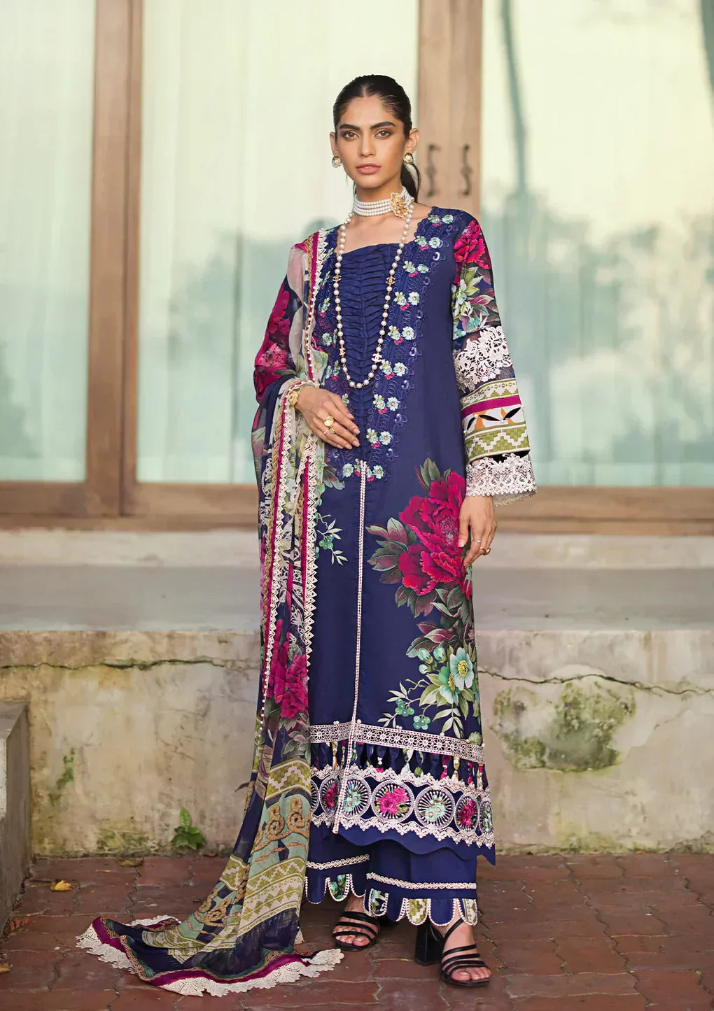 Elaf Premium | Signature Embroidered Lawn 24 | ESL-08A SINCLAIR - by - Libasekhas UK - Registered Vendor of : Elaf Premium - 100% Original Designer Dresss