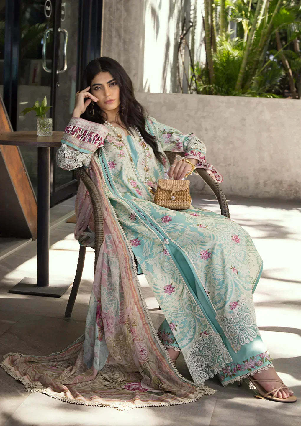 Elaf Premium | Signature Embroidered Lawn 24 | ESL-02B PEARLY ESSENCE - by - Libasekhas UK - Registered Vendor of : Elaf Premium - 100% Original Designer Dresss