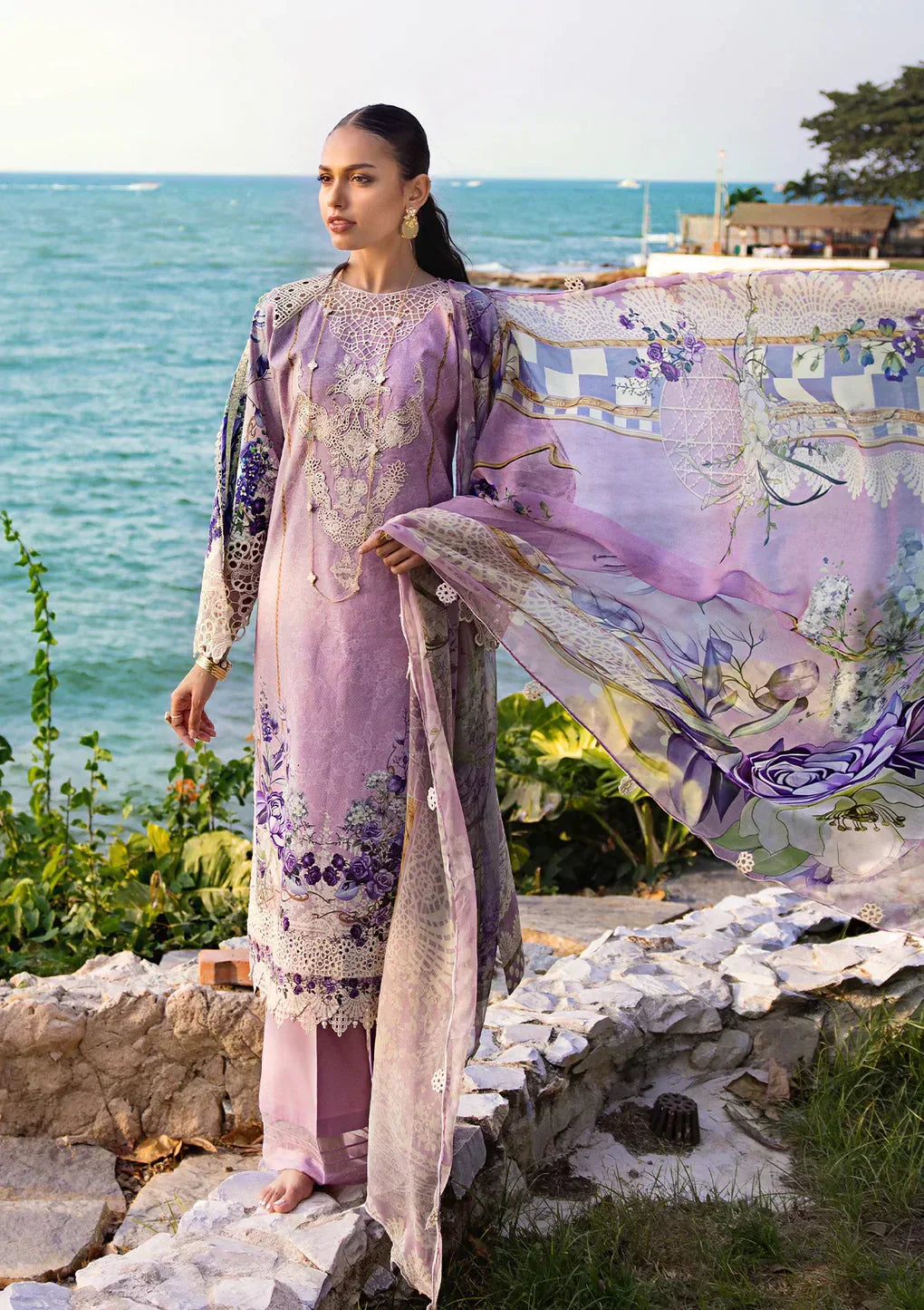 Elaf Premium | Signature Embroidered Lawn 24 | ESL-07A CUPID - by - Libasekhas UK - Registered Vendor of : Elaf Premium - 100% Original Designer Dresss