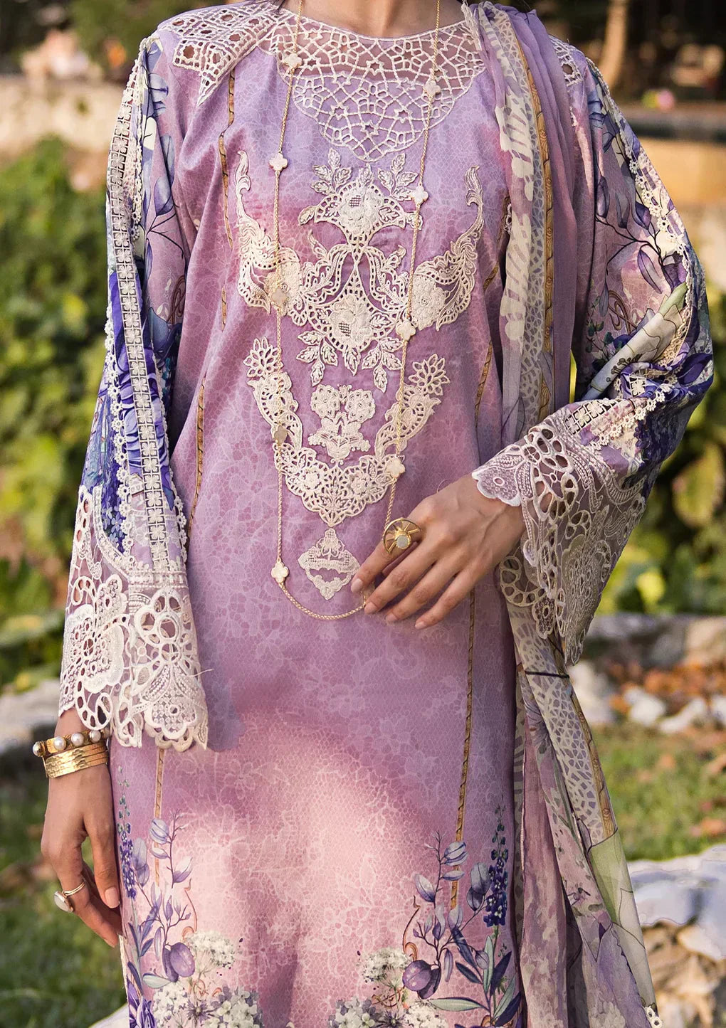 Elaf Premium | Signature Embroidered Lawn 24 | ESL-07A CUPID - by - Libasekhas UK - Registered Vendor of : Elaf Premium - 100% Original Designer Dresss