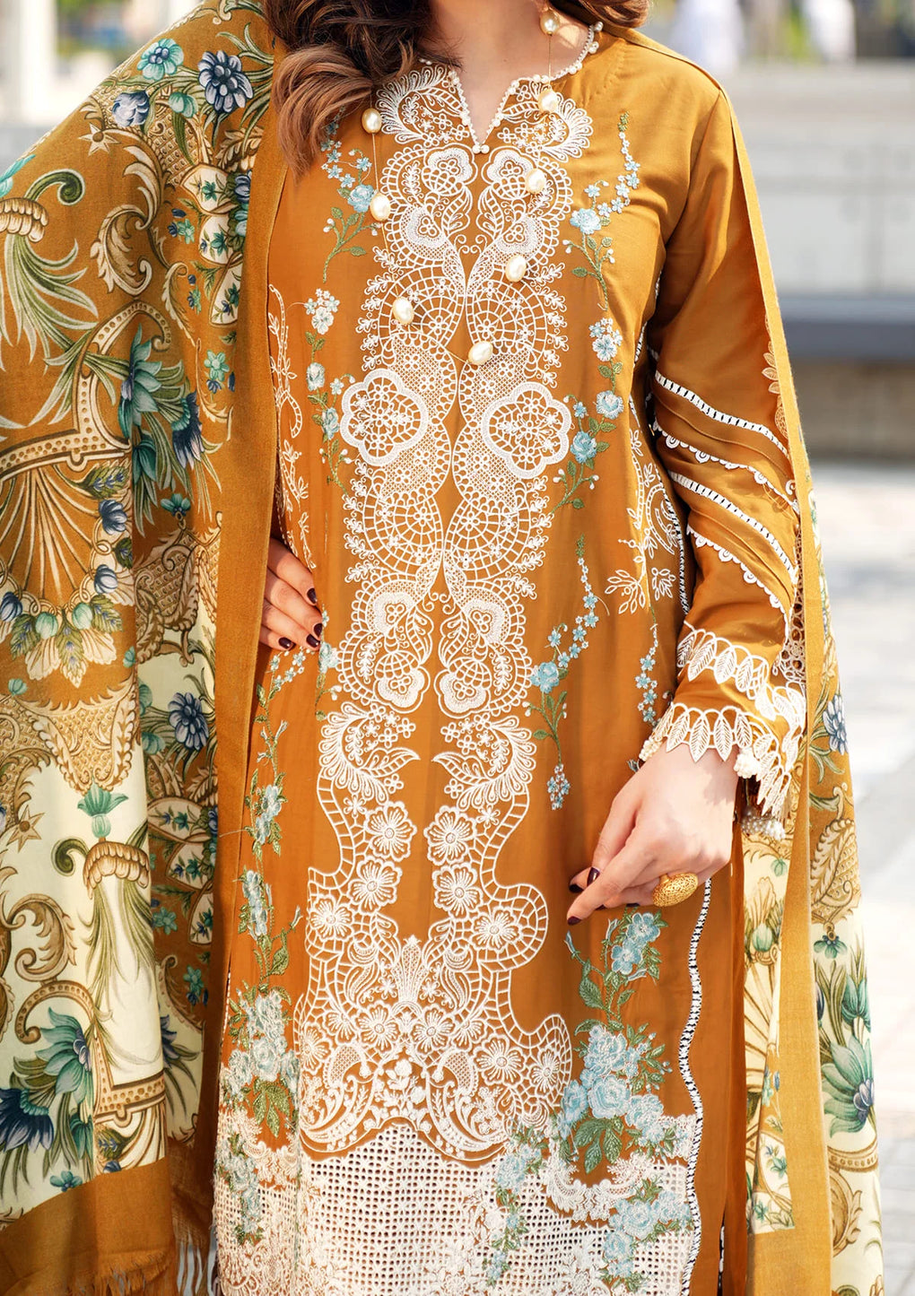Elaf Premium | Winter Pashmina Shawl Collection | EPW-3A Sunkissed Meadows - by - Libasekhas UK - Registered Vendor of : Elaf Premium - 100% Original Designer Dresss