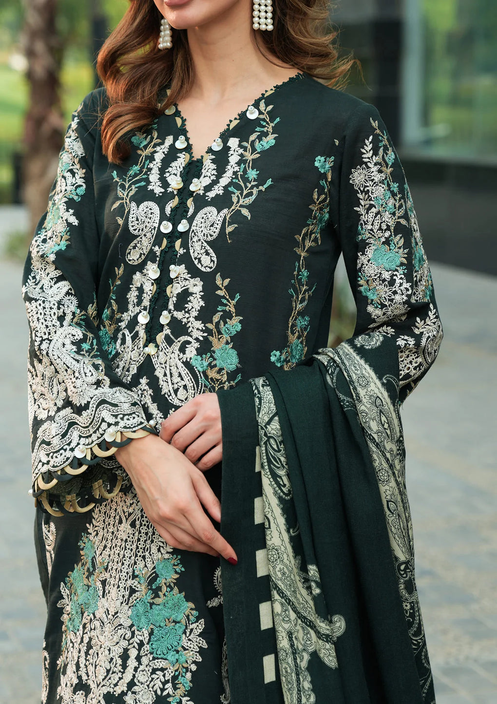 Elaf Premium | Winter Pashmina Shawl Collection | EPW-2A Sweet Harmony - by - Libasekhas UK - Registered Vendor of : Elaf Premium - 100% Original Designer Dresss