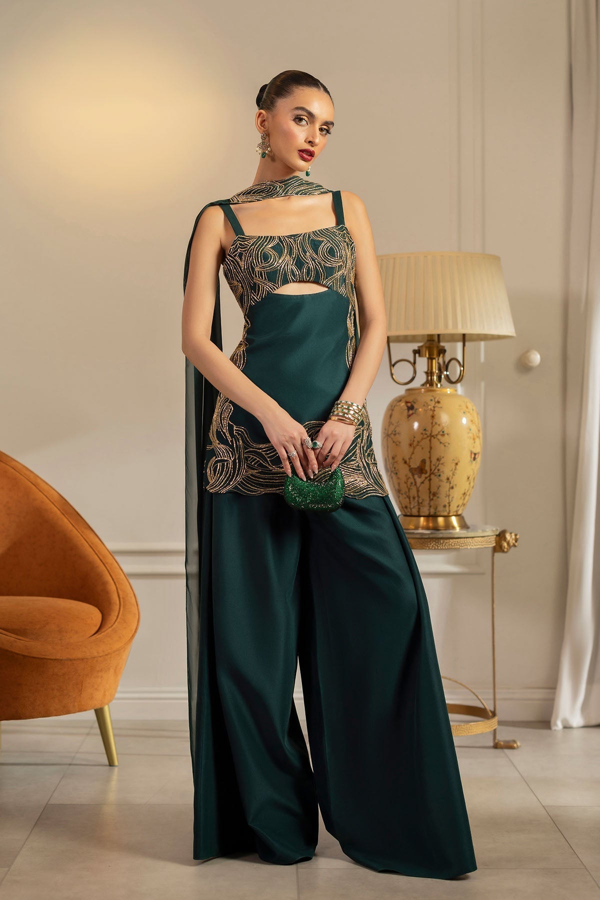 Erum Khan | Elan Formals | Emerald Noir - by Libasekhas UK - Registered Vendor of : Erum Khan - 100% Original Designer Dress
