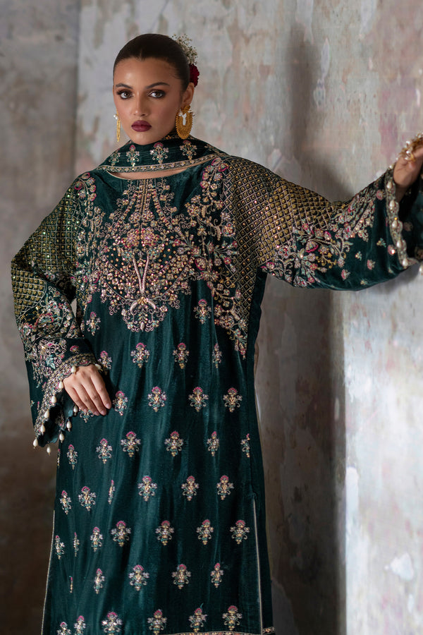 Emaan Adeel | Saanjh Velvet Collection 24 | Nisha - by - Libasekhas UK - Registered Vendor of : Emaan Adeel - 100% Original Designer Dresss