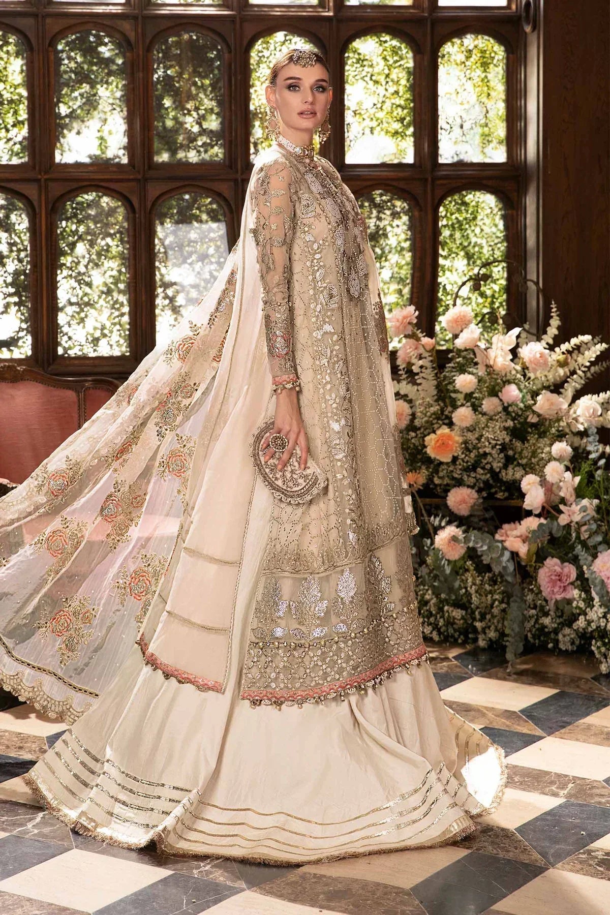 Maria B | Mbroidered Fabrics 2024 | BD-2805 - by - Libasekhas UK - Registered Vendor of : Maria B - 100% Original Designer Dresss