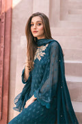 Azure | Embroidered Ensembles 3 Pcs | Emerald Bloom - Libasekhas