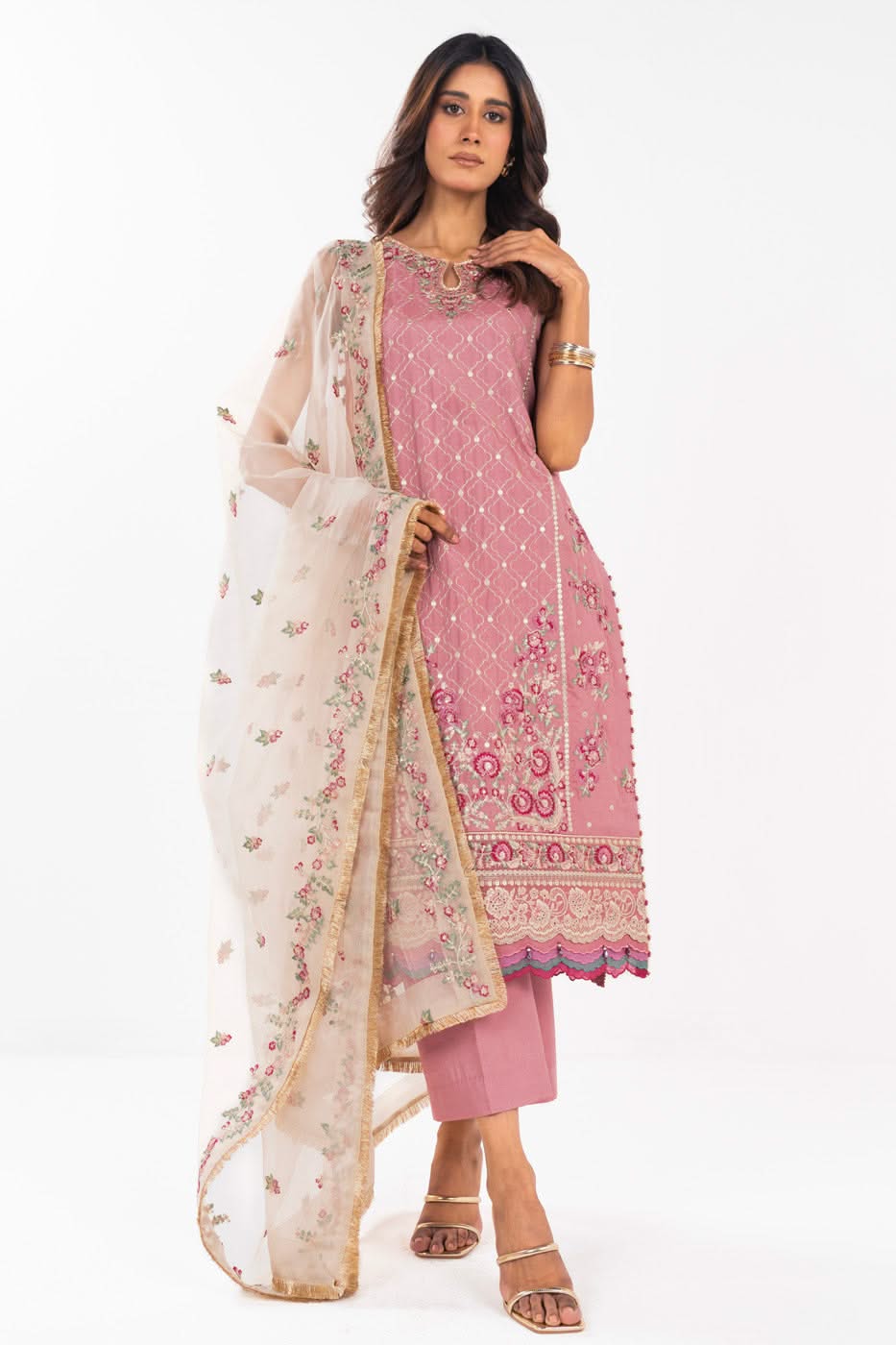 AlKaram | Festive Summer 25 | FC-11E-25-Dusty Pink - by - Libasekhas UK - Registered Vendor of : Alkaram - 100% Original Designer Dresss