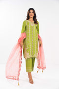 AlKaram | Festive Summer 25 | FC-12E-25-Lime Green - by - Libasekhas UK - Registered Vendor of : Alkaram - 100% Original Designer Dresss