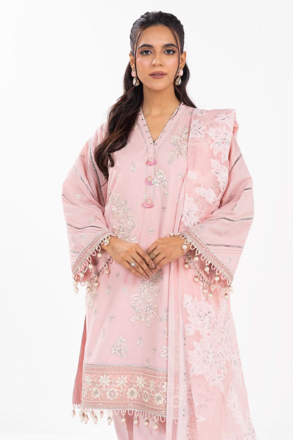 AlKaram | Festive Summer 25 | FC-13F-25-Baby Pink - by - Libasekhas UK - Registered Vendor of : Alkaram - 100% Original Designer Dresss