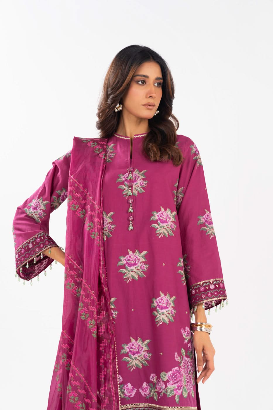 AlKaram | Festive Summer 25 | FC-17G-25-Magenta - by - Libasekhas UK - Registered Vendor of : Alkaram - 100% Original Designer Dresss