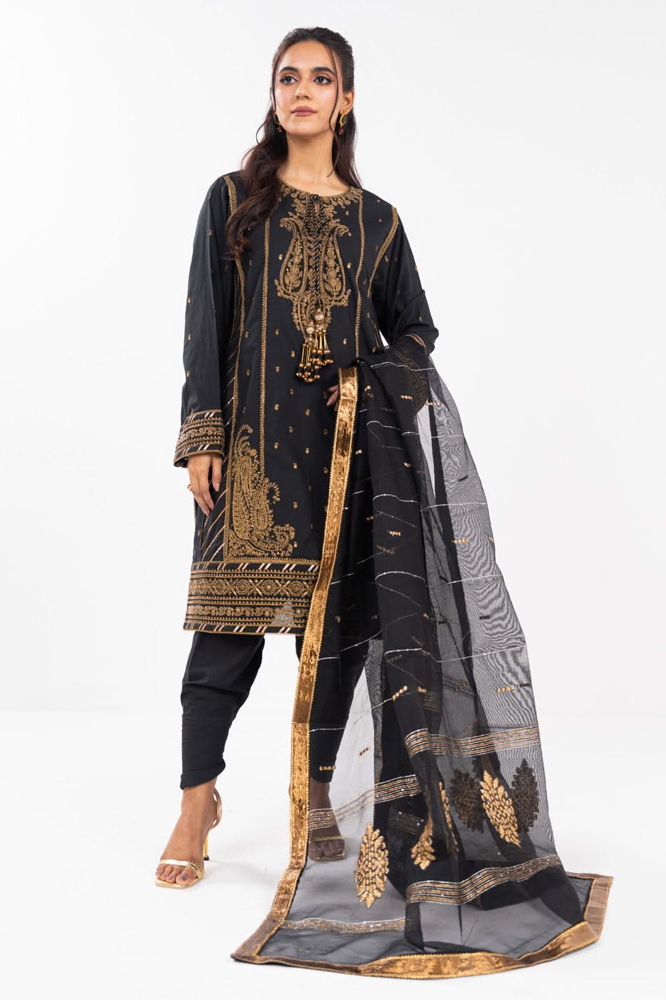 AlKaram | Festive Summer 25 | FC-1A-25-Black - by - Libasekhas UK - Registered Vendor of : Alkaram - 100% Original Designer Dresss