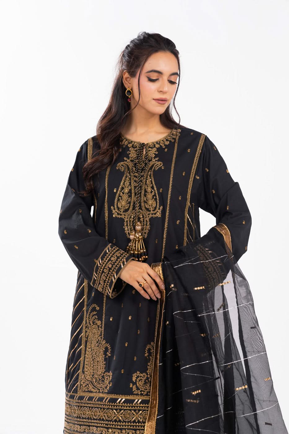 AlKaram | Festive Summer 25 | FC-1A-25-Black - by - Libasekhas UK - Registered Vendor of : Alkaram - 100% Original Designer Dresss