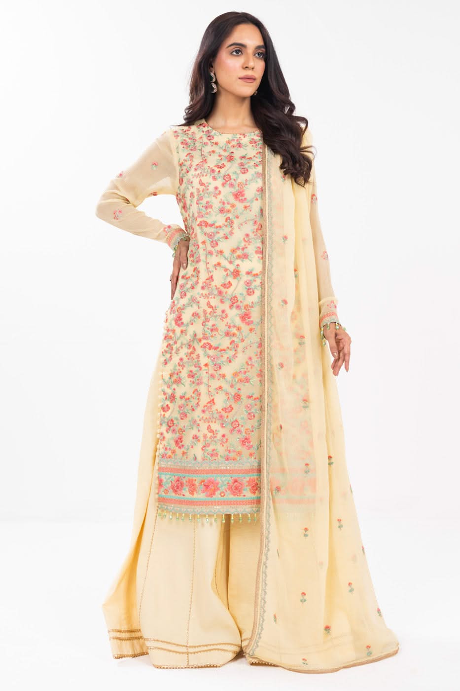 AlKaram | Festive Summer 25 | FC-21I-25-Yellow - by - Libasekhas UK - Registered Vendor of : Alkaram - 100% Original Designer Dresss