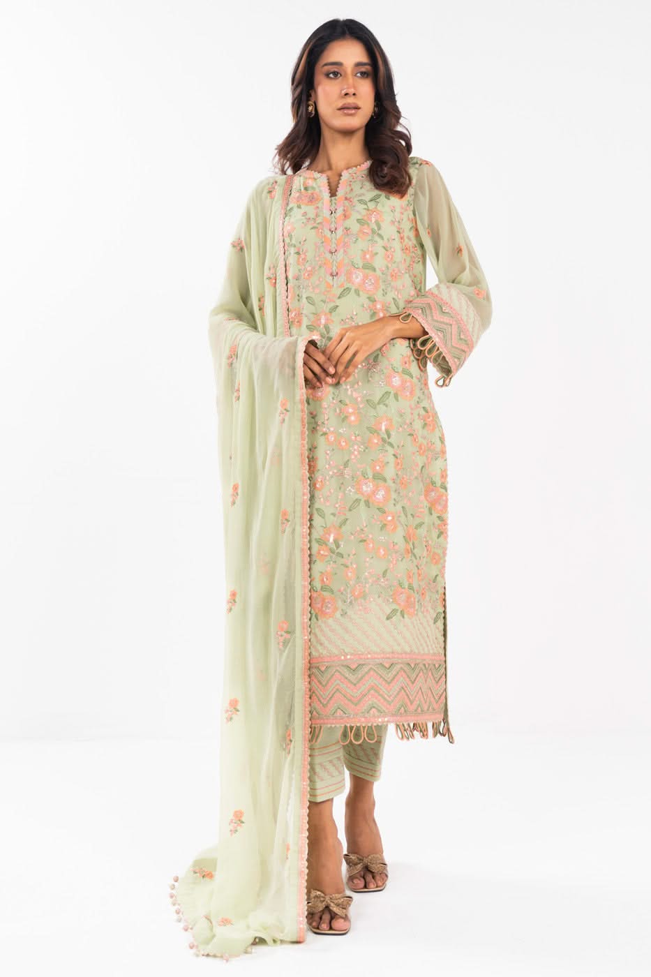 AlKaram | Festive Summer 25 | FC-22I-25-Pistachio - by - Libasekhas UK - Registered Vendor of : Alkaram - 100% Original Designer Dresss