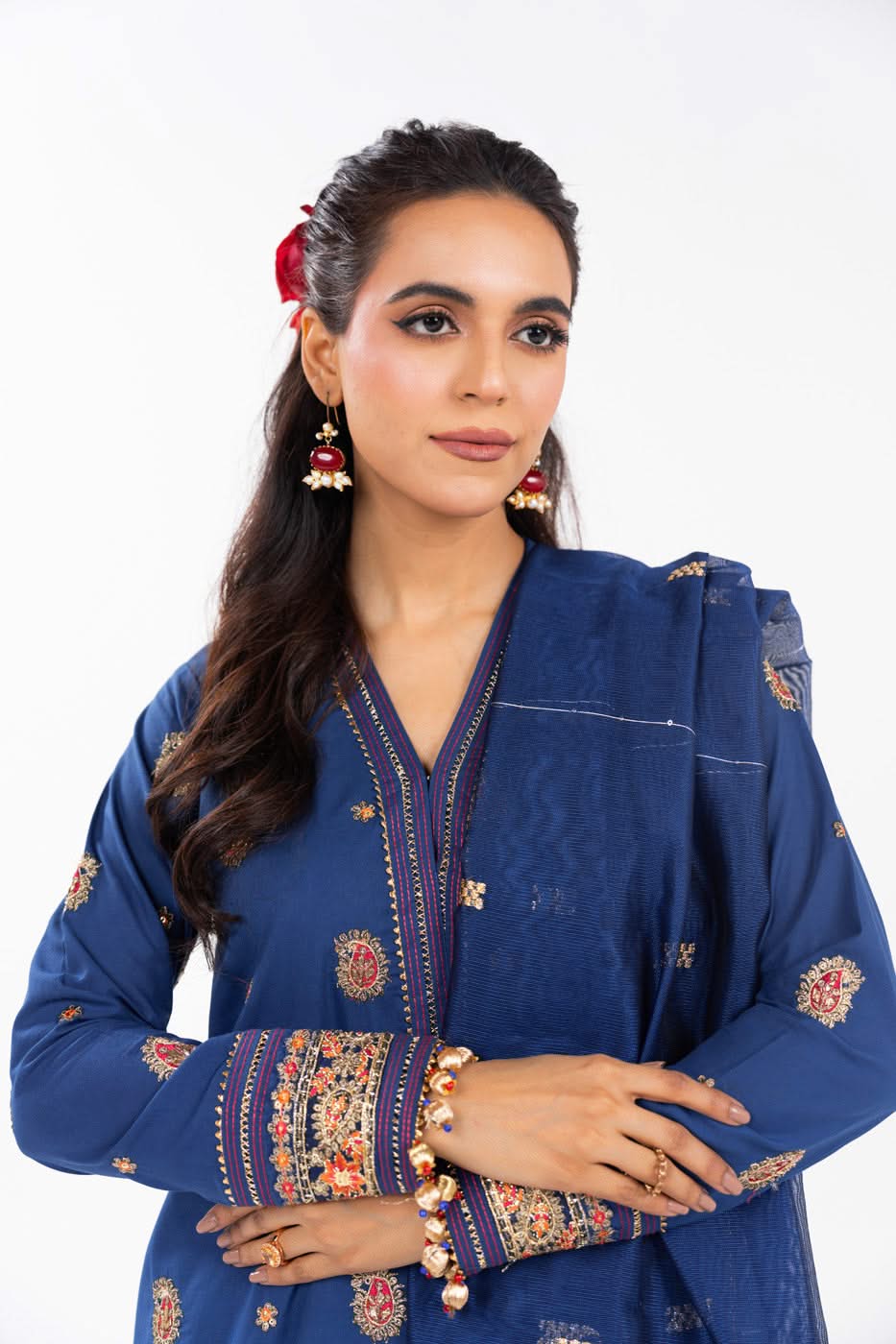 AlKaram | Festive Summer 25 | FC-2A-25-Dark Blue - by - Libasekhas UK - Registered Vendor of : Alkaram - 100% Original Designer Dresss