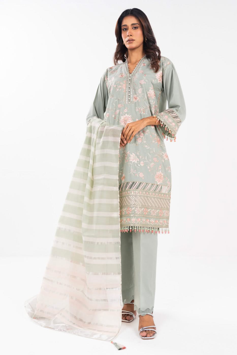 AlKaram | Festive Summer 25 | FC-33N-25-MINT - by - Libasekhas UK - Registered Vendor of : Alkaram - 100% Original Designer Dresss