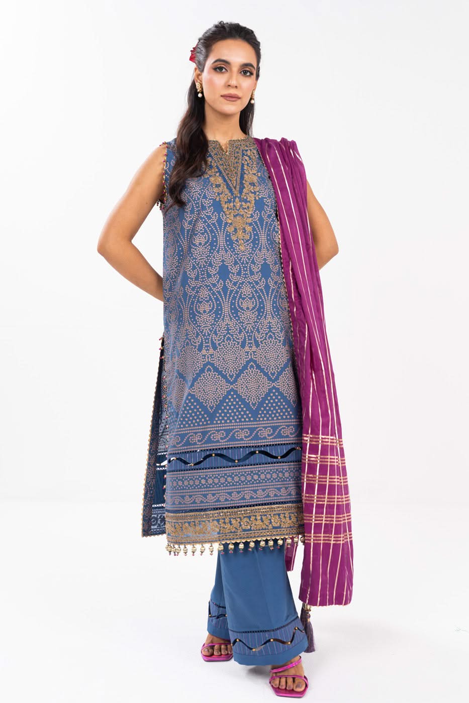 AlKaram | Festive Summer 25 | FC-34N-25-Persian Blue - by - Libasekhas UK - Registered Vendor of : Alkaram - 100% Original Designer Dresss