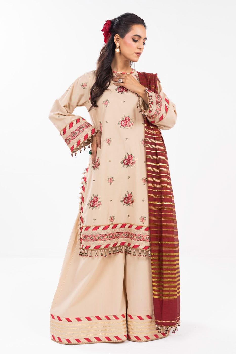 AlKaram | Festive Summer 25 | FC-35N-25-Beige - by - Libasekhas UK - Registered Vendor of : Alkaram - 100% Original Designer Dresss