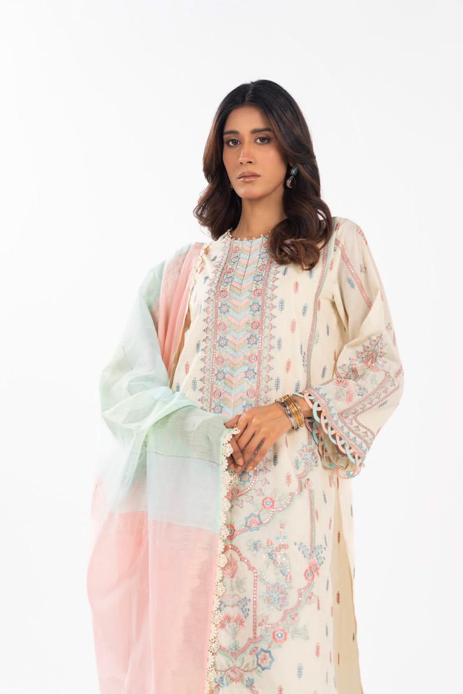 AlKaram | Festive Summer 25 | FC-3A-25-Cream - by - Libasekhas UK - Registered Vendor of : Alkaram - 100% Original Designer Dresss