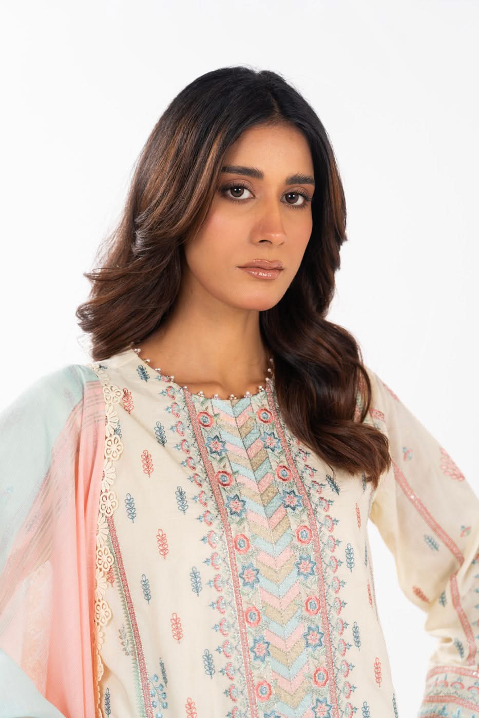 AlKaram | Festive Summer 25 | FC-3A-25-Cream - by - Libasekhas UK - Registered Vendor of : Alkaram - 100% Original Designer Dresss