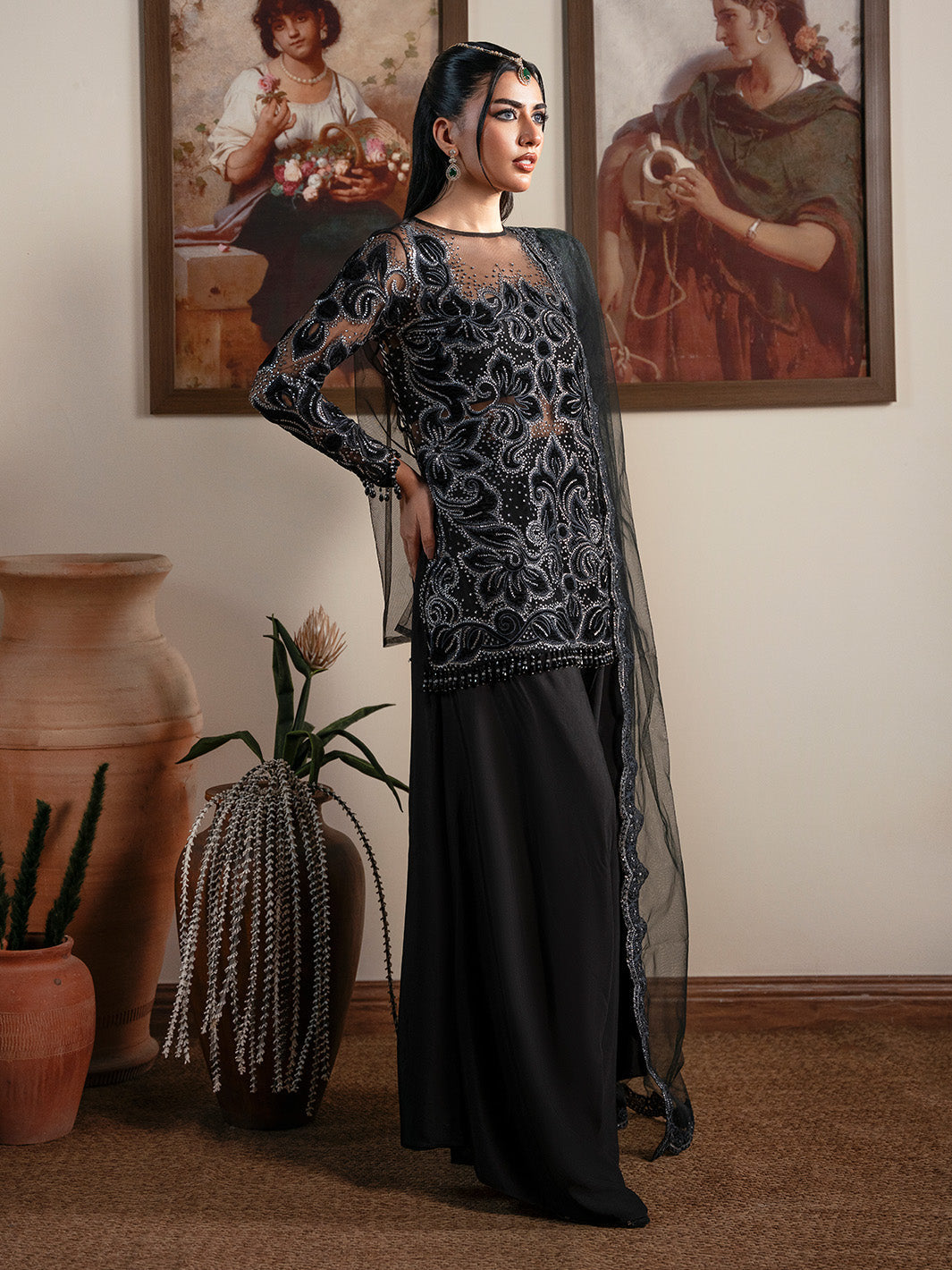Faiza Faisal | Solene Luxury Velvets | NOIR - by Libasekhas UK - Registered Vendor of : Faiza Faisal - 100% Original Designer Dress